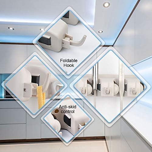 C-CHAIN Mop and Broom Holder, 5 Position with 6 Hooks Garage Storage H