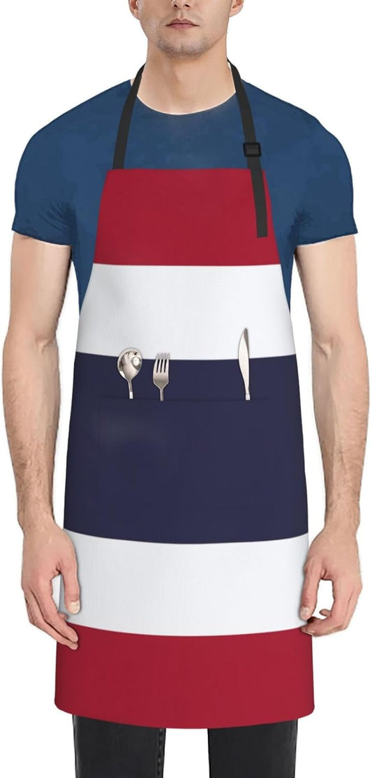 Thailand Flag print Waterproof chef's apron with pocket apron for kitchen cooking baking barbecue and gardening