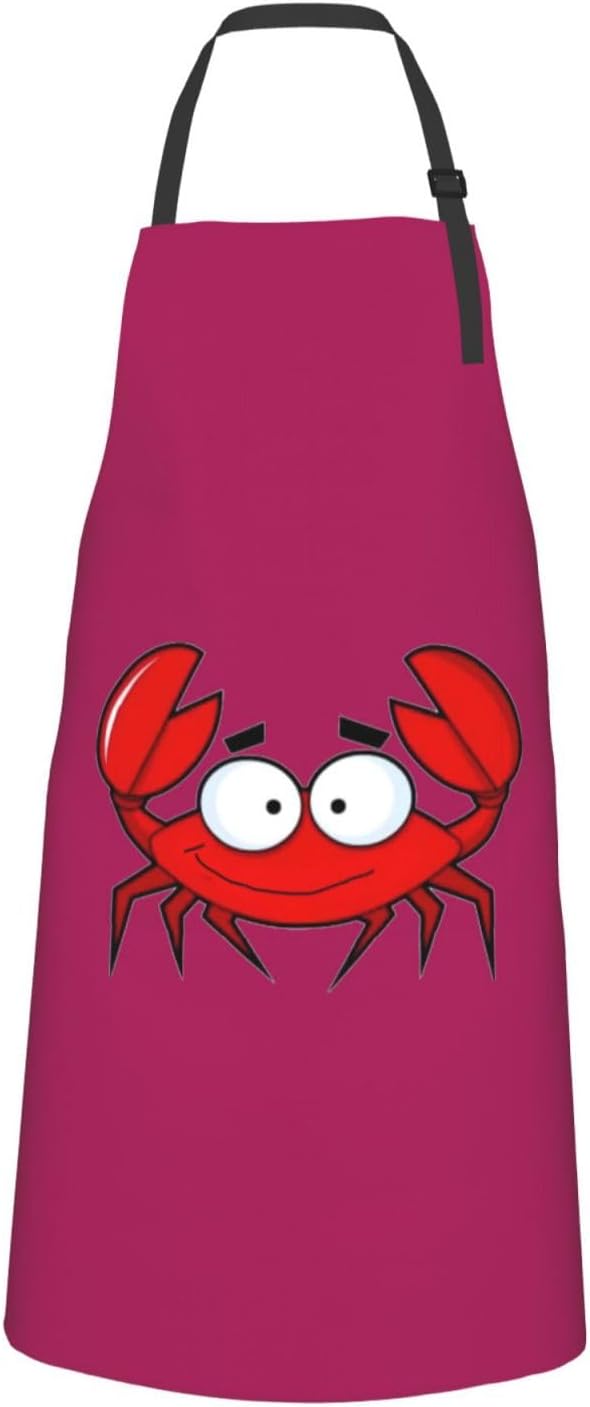 cartoon crab print Waterproof apron with pocket adjustable cooking apron for adult kitchen bibs to bake