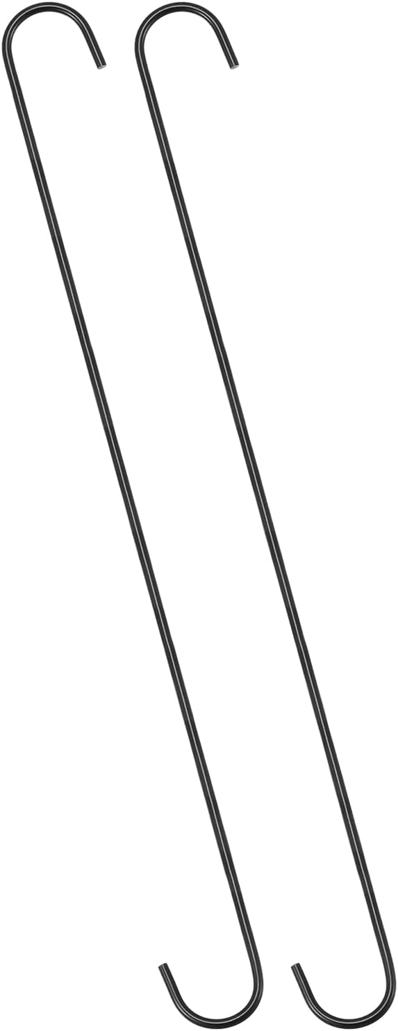uxcell S Hanging Hooks, 20inch/500mm Extra Long Steel Hanger, Indoor Outdoor Uses for Garden, Bathroom, Closet, Workshop, Kitchen, Black, 2Pcs