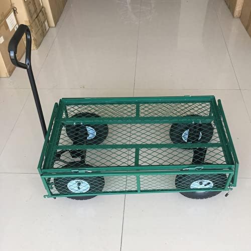 JSEIAJB Household Garden Carts Courtyard Folding Camping Wagon Cart Lawn Outdoor Steel Heavy Duty Beach Wagon with Big Wheel