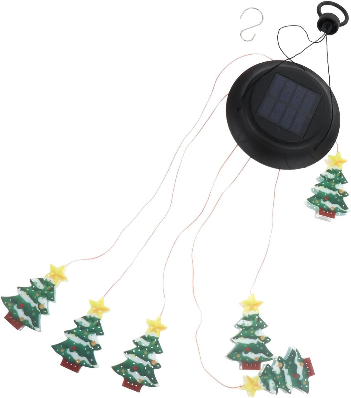 FAVOMOTO Solar Christmas Tree Wind Chime Lamp Outdoor Waterproof Rechargeable Wind Bell Light for Garden Patio Holiday Decor