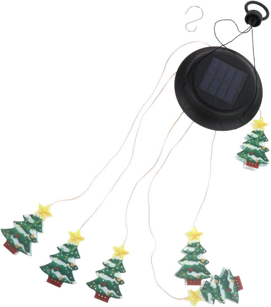 FAVOMOTO Solar Christmas Tree Wind Chime Lamp Outdoor Waterproof Rechargeable Wind Bell Light for Garden Patio Holiday Decor