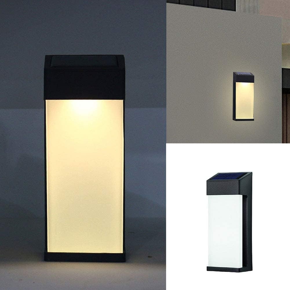 Outdoor 2PCS Solar Lights Wall Lamp Waterproof Rectangle Black Aluminum Acrylic Lampshade LED Garden Villa Decorative Control Vintage Sconce(6PCS)