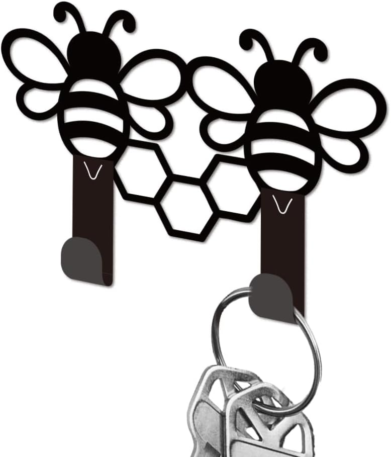 Cute bee Key Holder for Wall Mini Black Iron Key Hooks Wall Mounted Ke