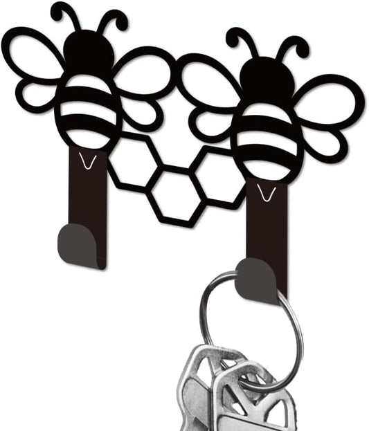 Cute bee Key Holder for Wall Mini Black Iron Key Hooks Wall Mounted Ke