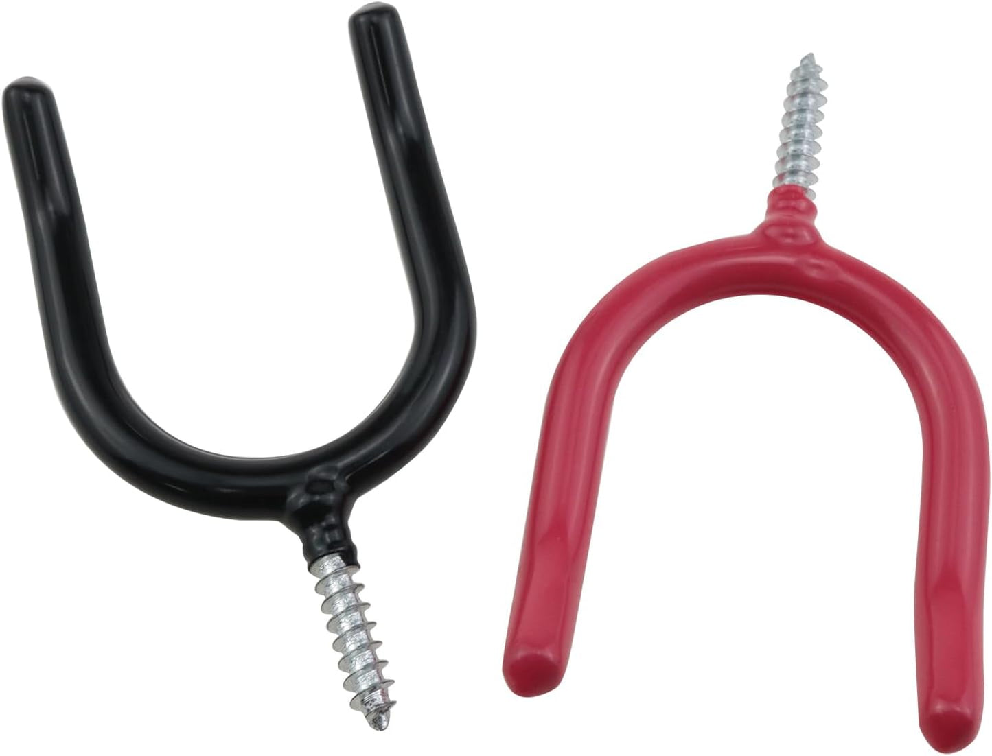 Two U-Shaped Shovel Hooks Each in Black and red, a Screw-in Heavy-Duty Tool Rack, Suitable for Hanging Garage, Garden and Courtyard Tools 4pcs