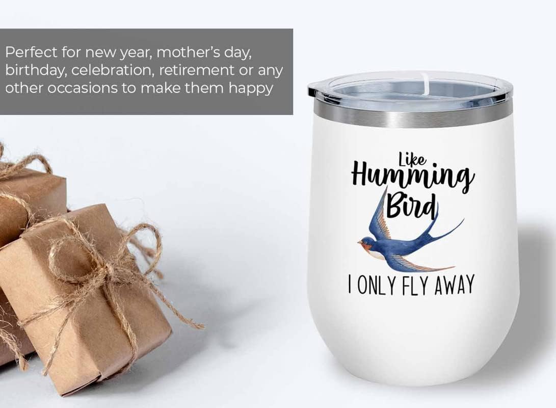 Bird Lover White Edition Wine Tumbler 12oz - Humming Bird Fly Away - H