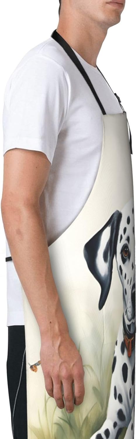 Dalmatian print Waterproof chef's apron with pocket apron for kitchen cooking baking barbecue and gardening