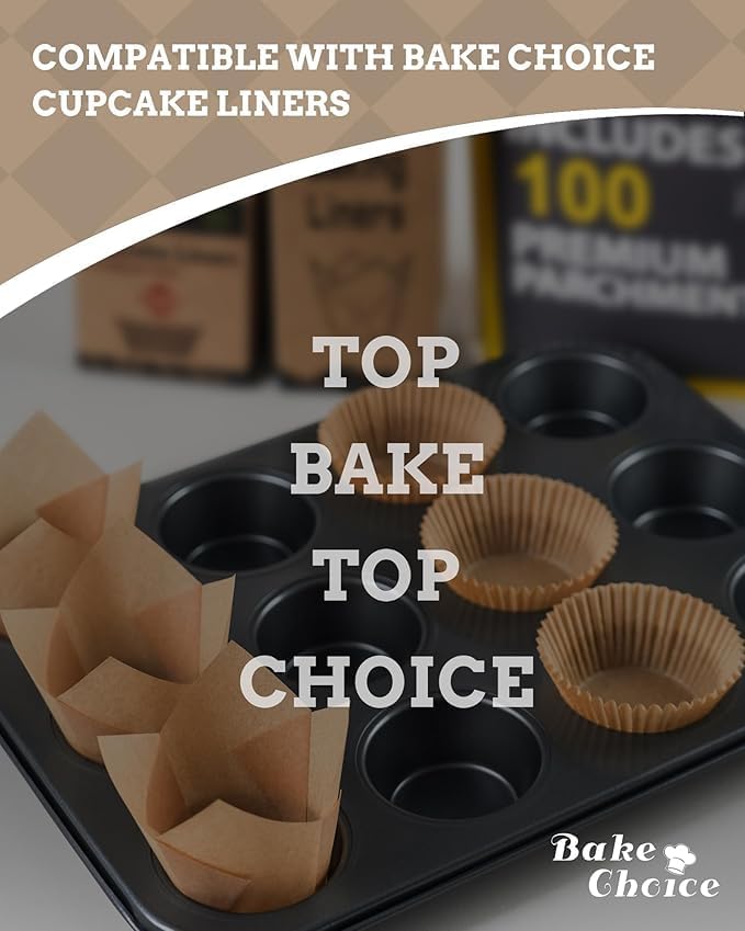 2 Pack Muffin Pan for Baking, Standard Cupcake Pan includes 100 Natura