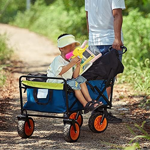 Portable Camping Cart,Folding Utility Beach Wagon, Garden Trolley Cart with Telescoping Handle, 220 Lbs Capacity Picnic Camping Cart for Shopping Camping Garden Beach