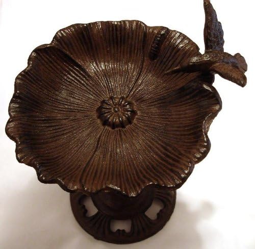 Cast Iron Bird Feeder with Humming Bird ~ 11 Inches Tall