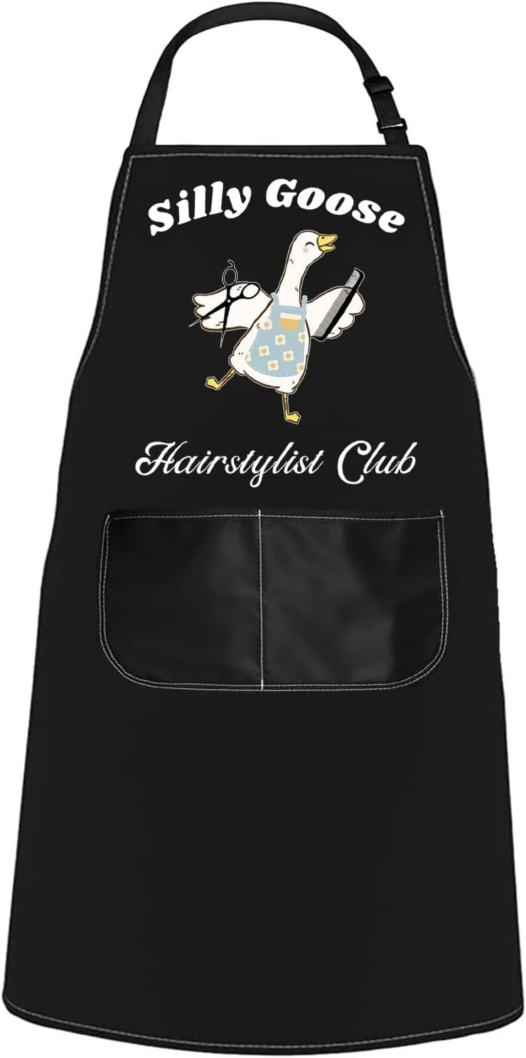 WCGXKO Silly Goose Hairstylist Club Kitchen Apron Cosmetology Student Hairdresser Gift Thank You Gift for Hairstylist