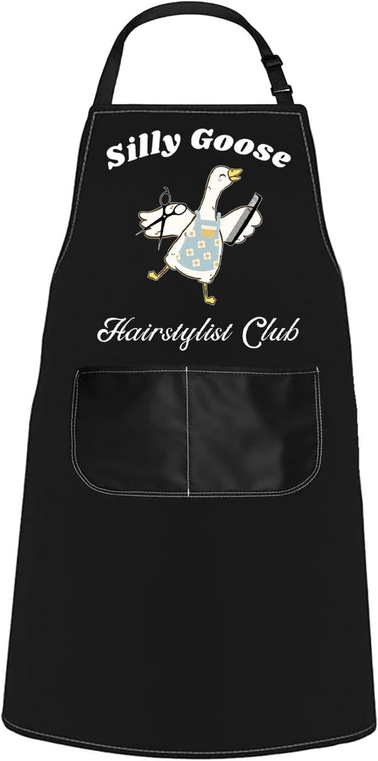 WCGXKO Silly Goose Hairstylist Club Kitchen Apron Cosmetology Student Hairdresser Gift Thank You Gift for Hairstylist