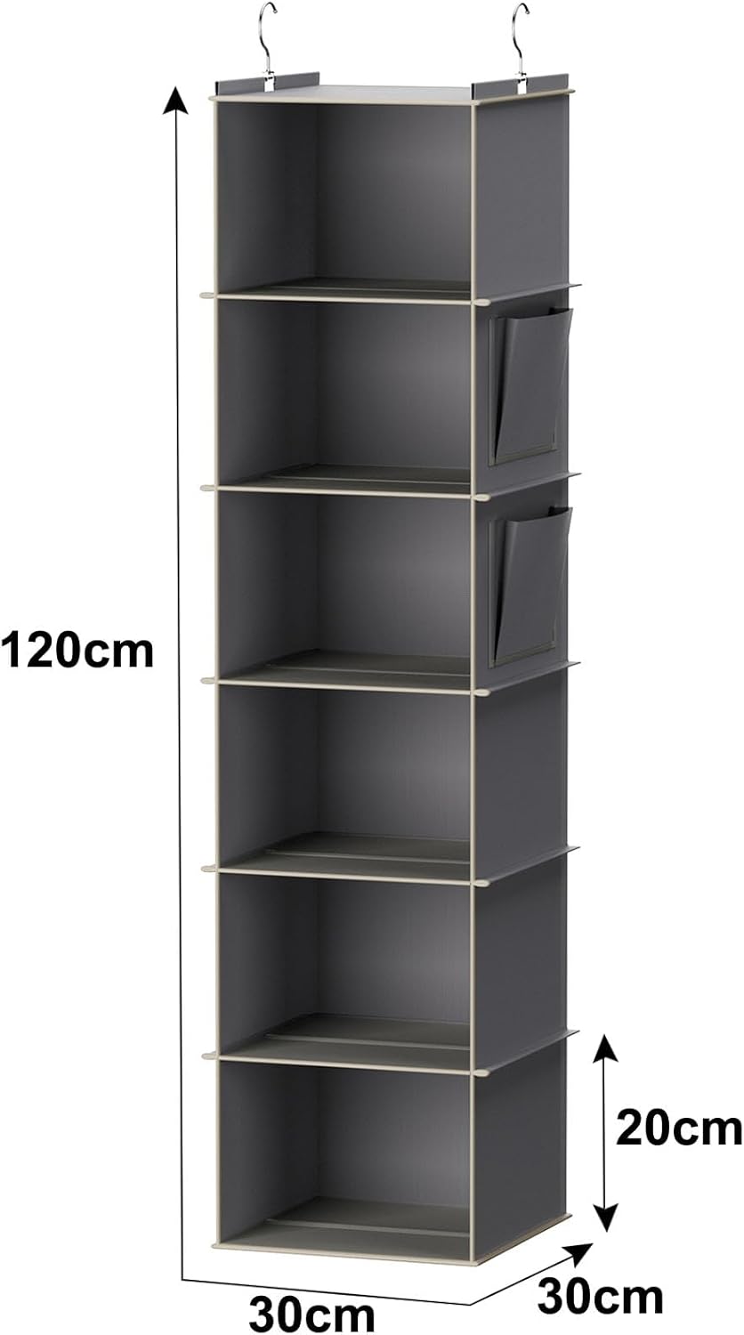 YOUDENOVA Hanging Closet Organizer and Storage, 6-Shelf Closet Hanging