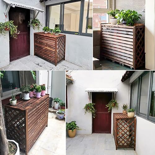 Solid Wood Air Conditioning Flower Stand, Waterproof Dustproof Air Conditioner Fence Screen, Plant Stand Air Conditioner Fence, Thickened Wooden Board Air Cond