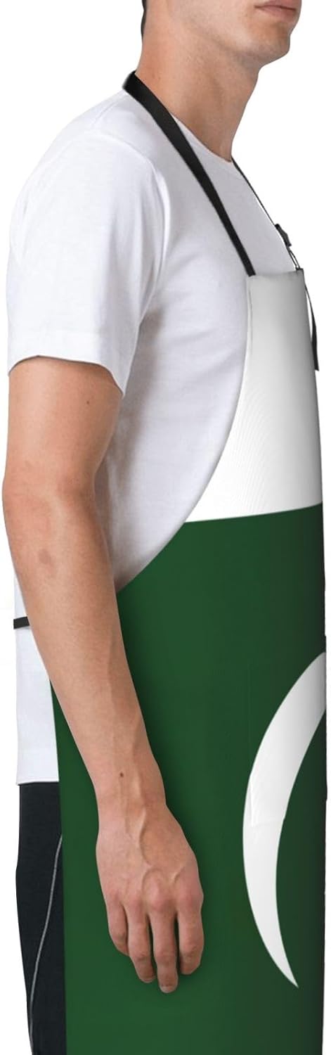 Flag of Pakistan print Waterproof chef's apron with pocket apron for kitchen cooking baking barbecue and gardening