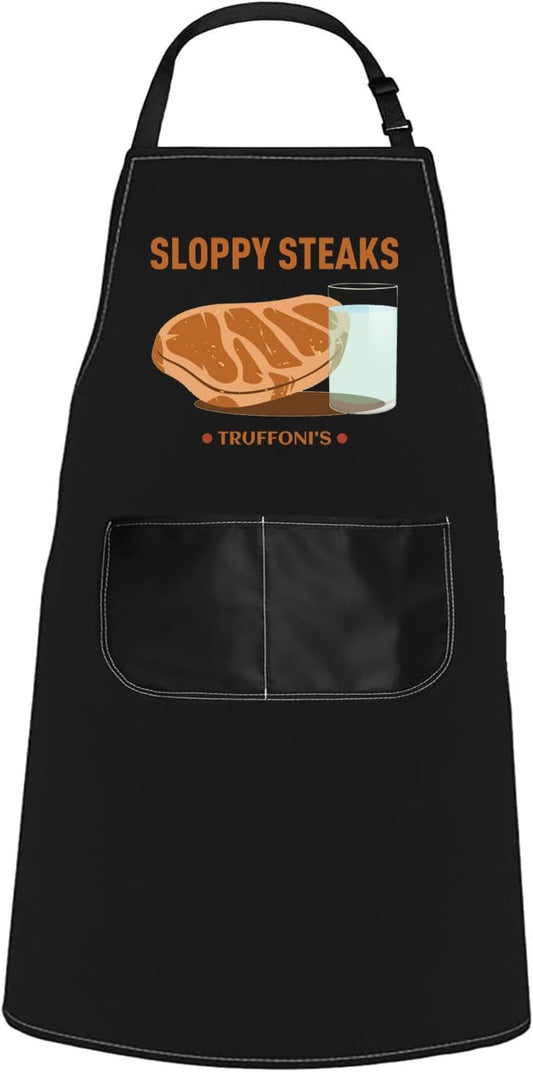 WCGXKO TV Show Inspired Kitchen Apron Sloppy Steaks Gift Truffoni’s Steacks ITYSL Fans Gift for TV Show Fans