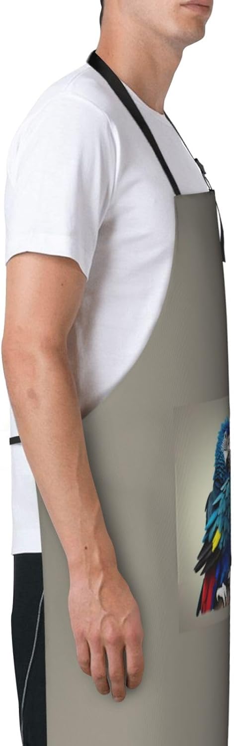 Blue Parrot Hugging print Waterproof chef's apron with pocket apron for kitchen cooking baking barbecue and gardening