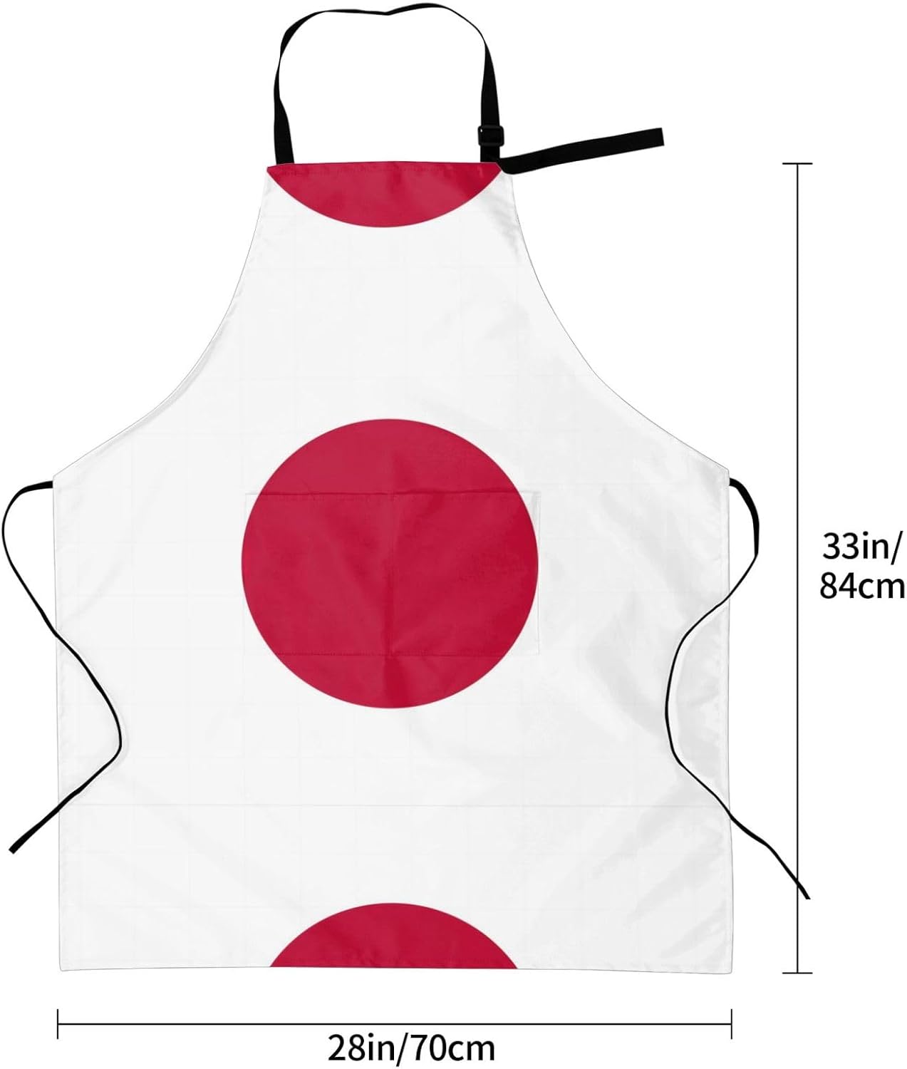 Japanese flag Print 28x33 In Adult Kitchen Apron with Pockets Versatile Chef Smock for Cooking Baking