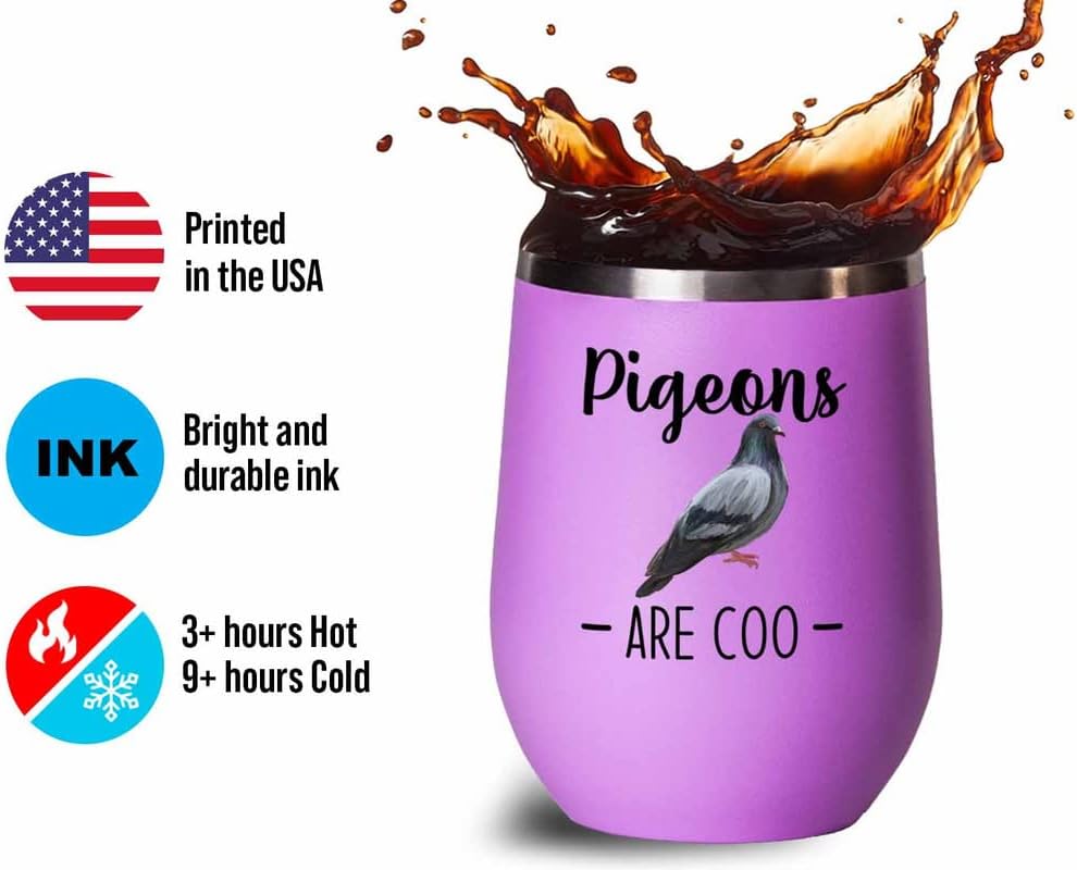 Bird Lover Pink Edition Wine Tumbler 12oz - Pgeons are coo - Hummingbi