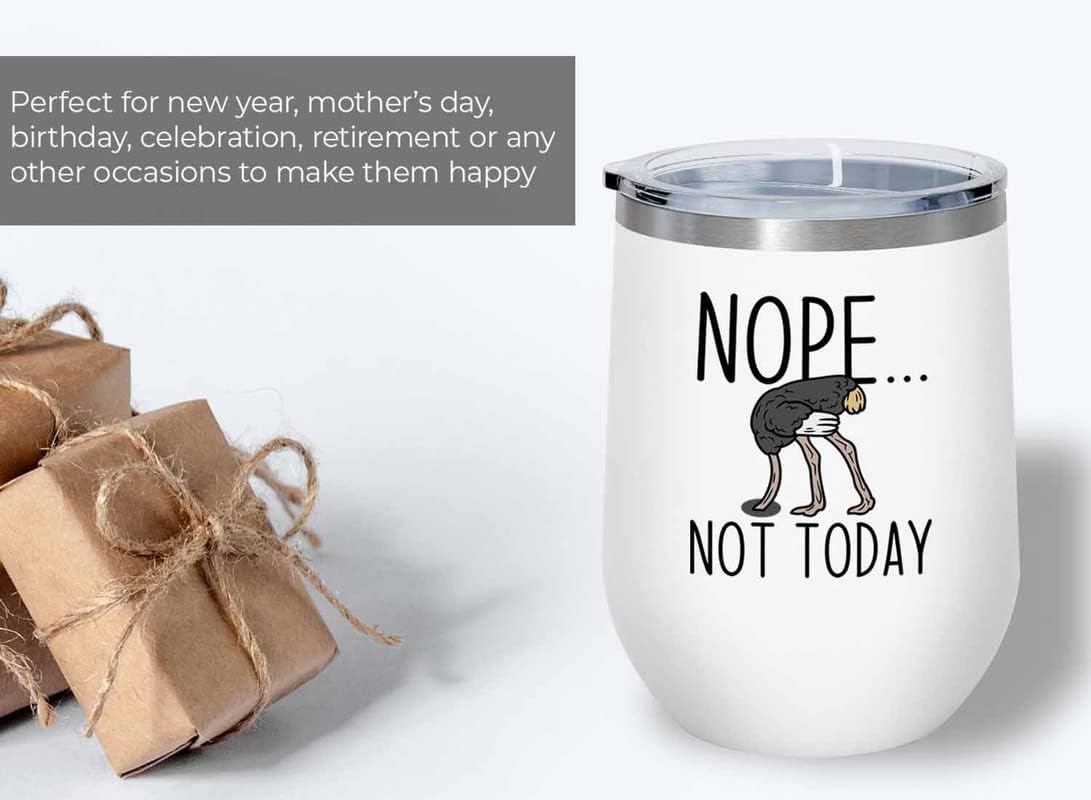 Bird Lover White Edition Wine Tumbler 12oz - Nope not Today - Hummingb