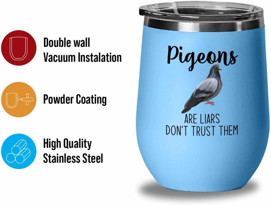 Bird Lover Blue Edition Wine Tumbler 12oz - Don't Trust pgeon - Hummin