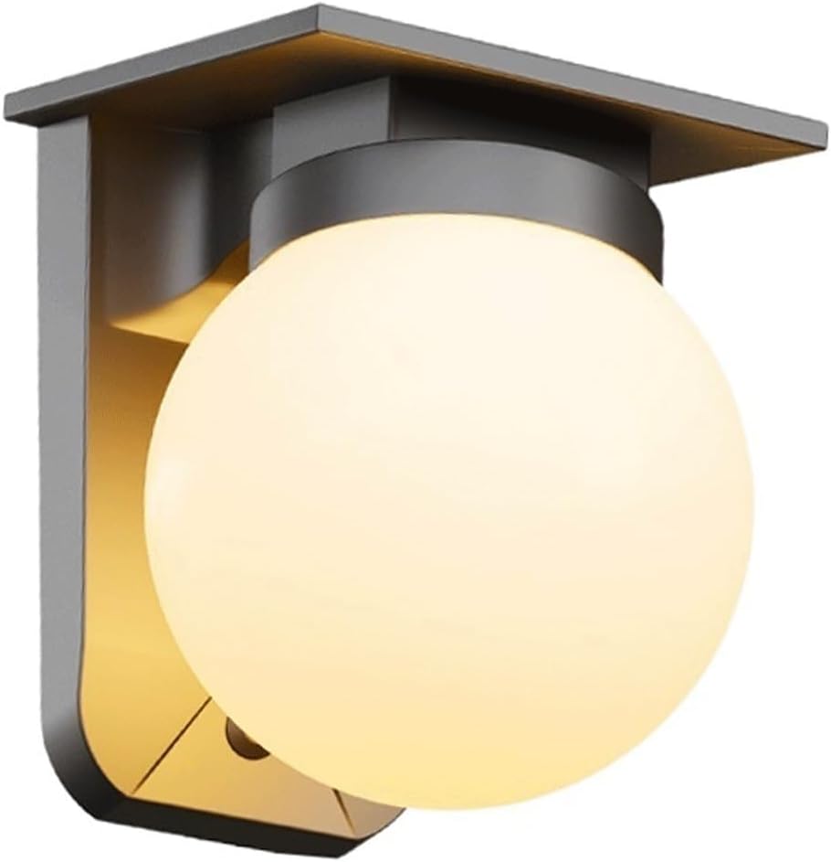 Solar Globe Wall Lamp Outdoor, Modern LED Dusk to Dawn Exterior Light, Wireless Waterproof PC Mounted Fixture for Porch Patio Terrace Garage Villa Garden Storefront Entryway Cottage