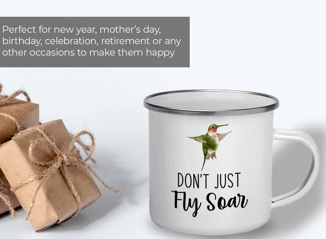 Bird Lover Camper Mug 12oz - Don't just fly soar - Hummingbird Nest Ca