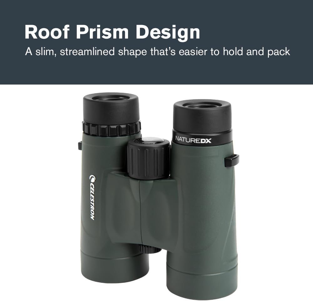 Celestron - Nature DX 8x42 Binoculars – Ideal for Birding and Outdoors – 42mm Objective Lenses – Wide 7.4° Field of View – BaK-4 Prisms – Fully Multi-Coated – Waterproof and Fogproof