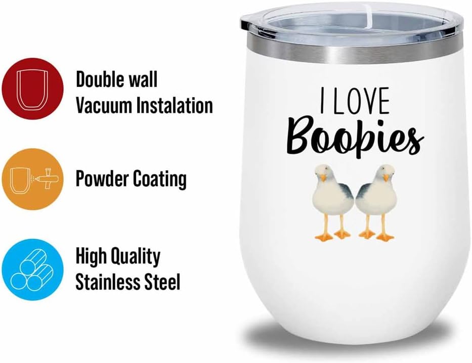Bird Lover White Edition Wine Tumbler 12oz - Love boobies - Hummingbir