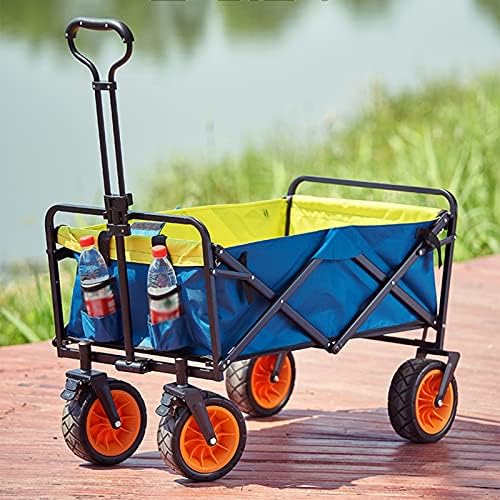 Portable Camping Cart,Folding Utility Beach Wagon, Garden Trolley Cart with Telescoping Handle, 220 Lbs Capacity Picnic Camping Cart for Shopping Camping Garden Beach