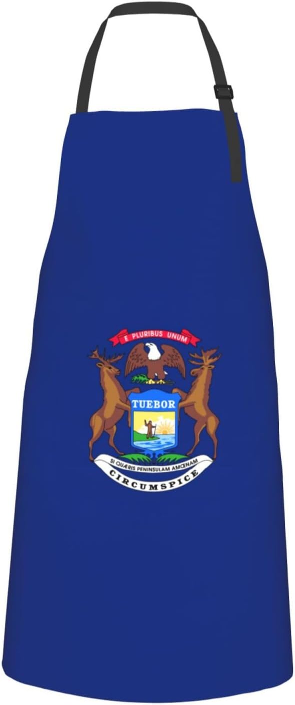 Michigan State Flag print Waterproof chef's apron with pocket apron for kitchen cooking baking barbecue and gardening