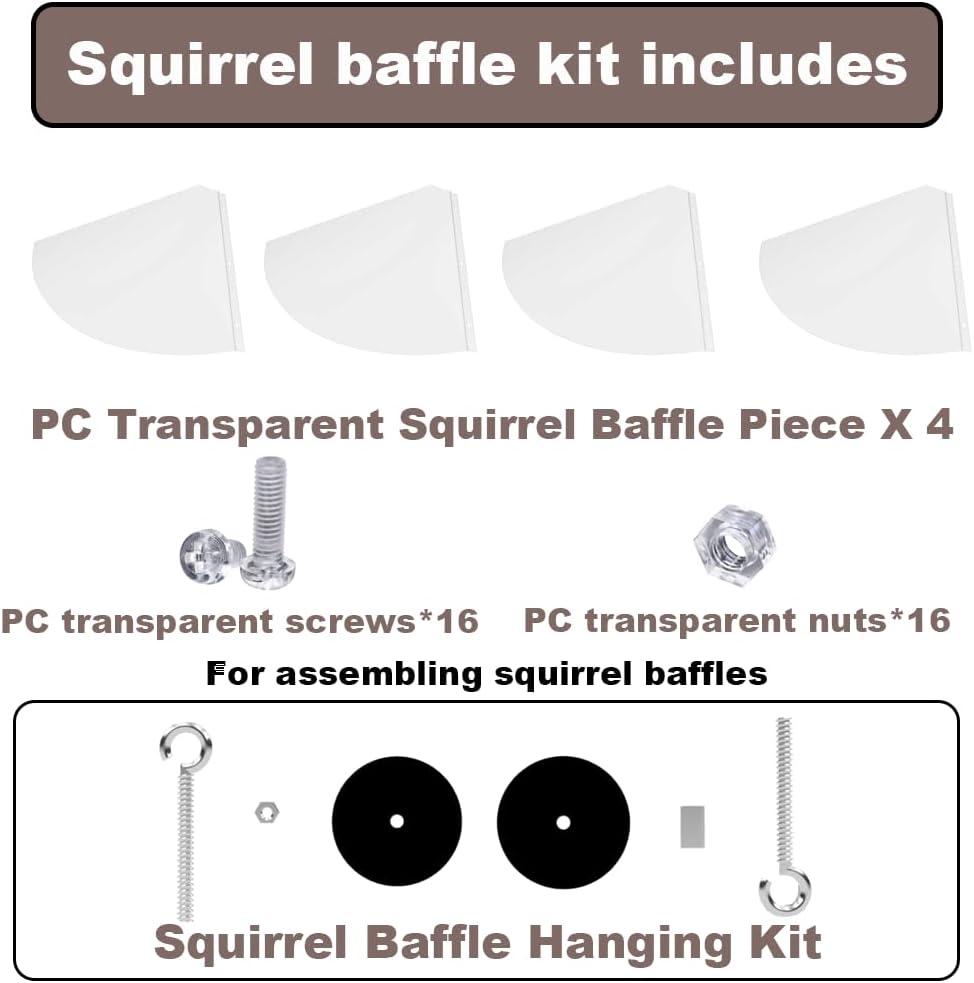 24inch Squirrel Baffle for Hanging Bird Feeders, Made of Transparent Extra Thick Pc Material, Outdoor Bird Feeder Seed Rain Cover.