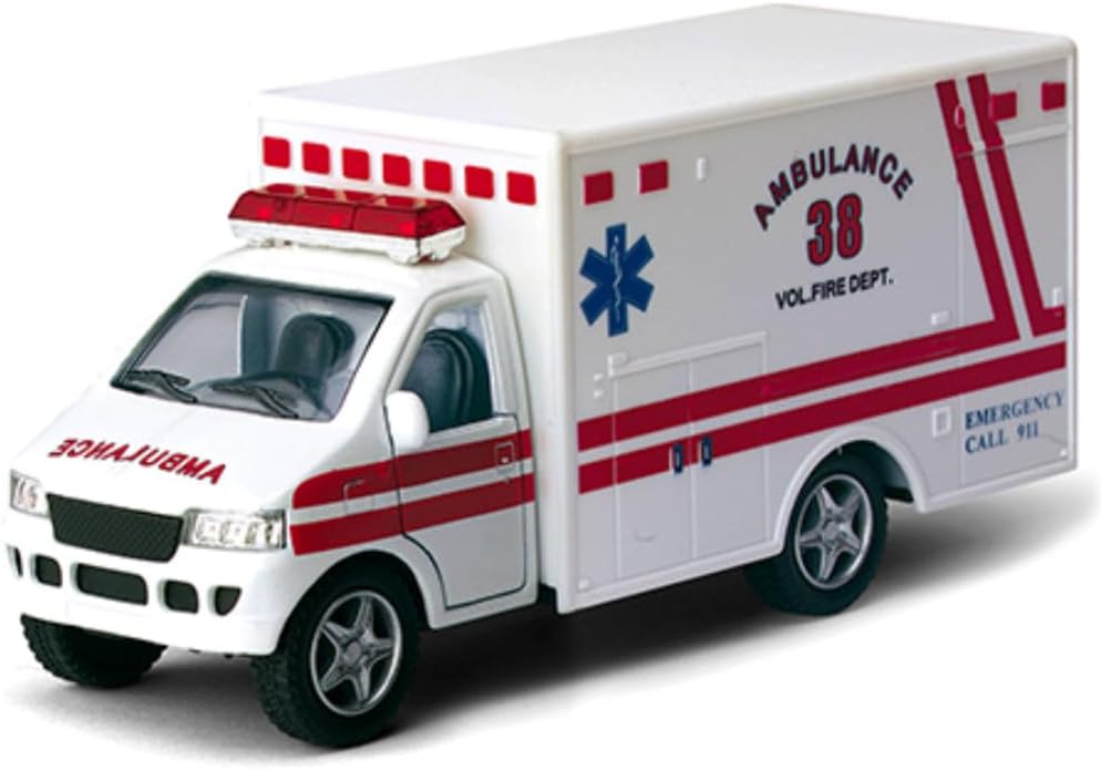 KiNSMART Rescue Team Ambulance 5" Die Cast Metal Cabin w/Pullback Acti