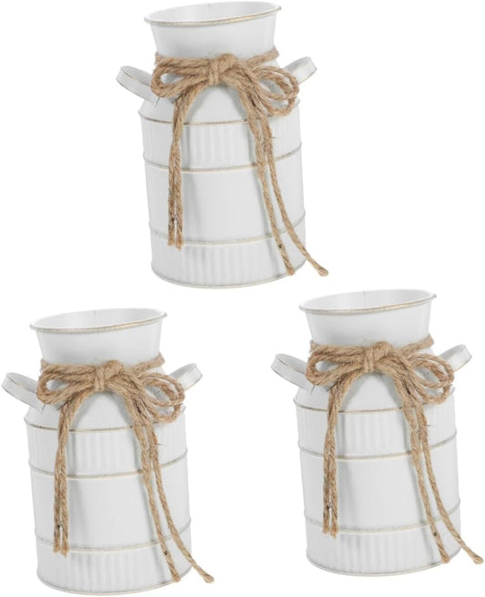 PRETYZOOM 3pcs Vintage European Style Iron Vase Metal Planter Rustic D