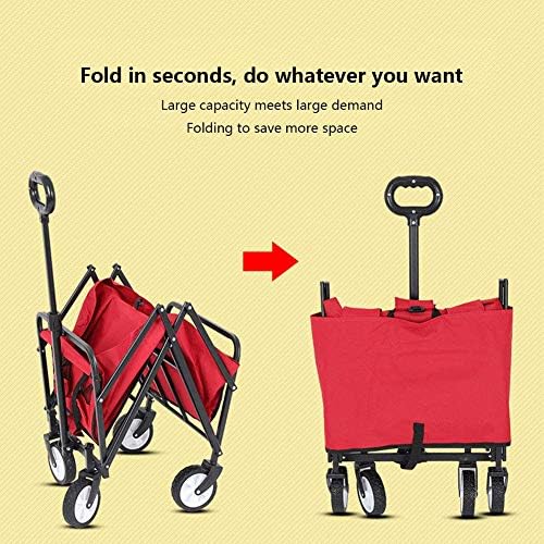 Portable Camping Cart,Garden Trolley Camping Cart Pull Cart, Steel Fra