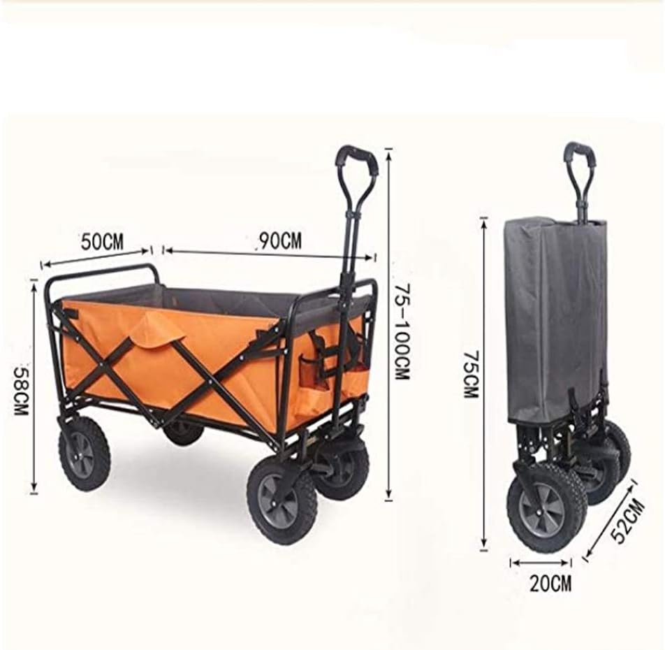 Shopping Folding Trolley,Folding Wagon Trolley Camping Cart with Brake Standing,Collapsible Portable Rolling Buggies Portable Pull Cargo Trailer