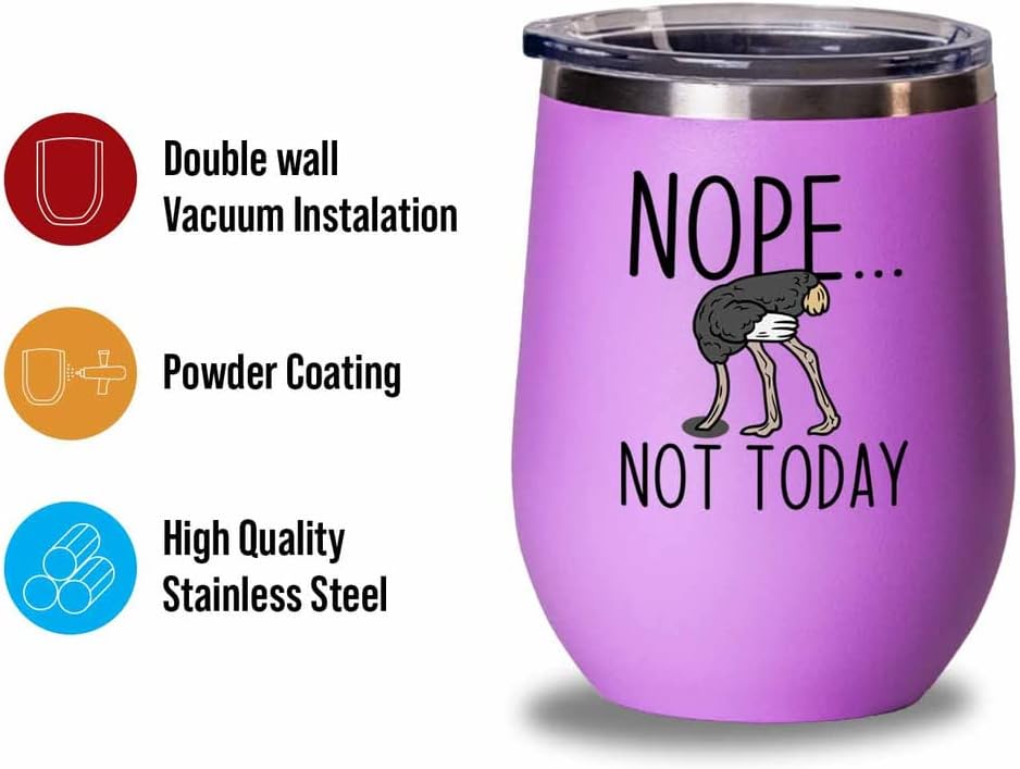 Bird Lover Pink Edition Wine Tumbler 12oz - Nope not Today - Hummingbi