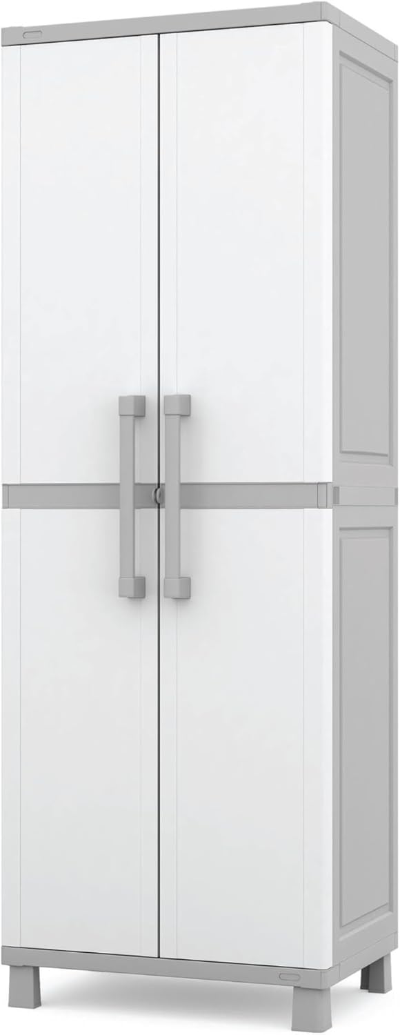 Keter Storage Cabinet with Doors and Shelves for Laundry Room, Garage,