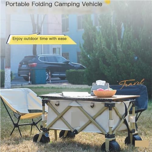 Portable Camping Cart,Outdoor Folding Beach Camping Trolley Cart with Camper Picnic Portable Fishing Trolley Black Ideal for Outdoor Activities and Travel (Black)