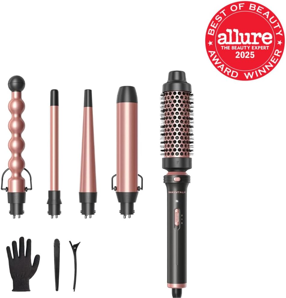 Wavytalk 5 in 1 Curling Wand Set, Multi Curl, Curling Wand Set with Th