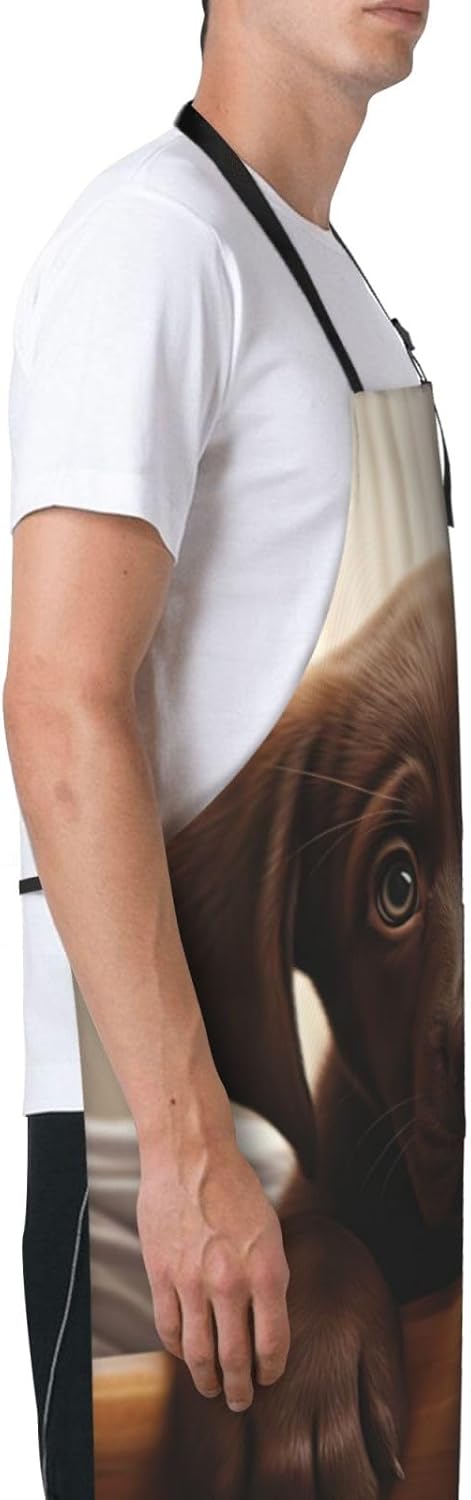 cute Labrador Dog 1 print Waterproof chef's apron with pocket apron for kitchen cooking baking barbecue and gardening
