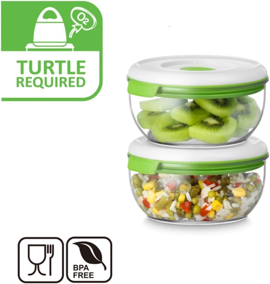 FOSA Vacuum Seal Food Storage System Reusable Medium Containers, 2 pack, 600ml size (Vacuum Pump not Included)