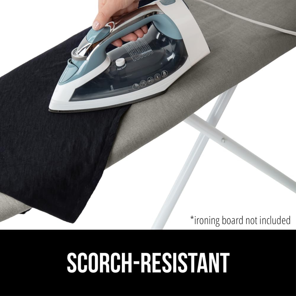 GORILLA GRIP The Original Ironing Board Cover and Pad, Silicone Coating, Thick Scorch Resistant Padding, Heavy Duty Iron Covers Standard Boards, Hook and Loop Fastener Strap, Silver, 15x54