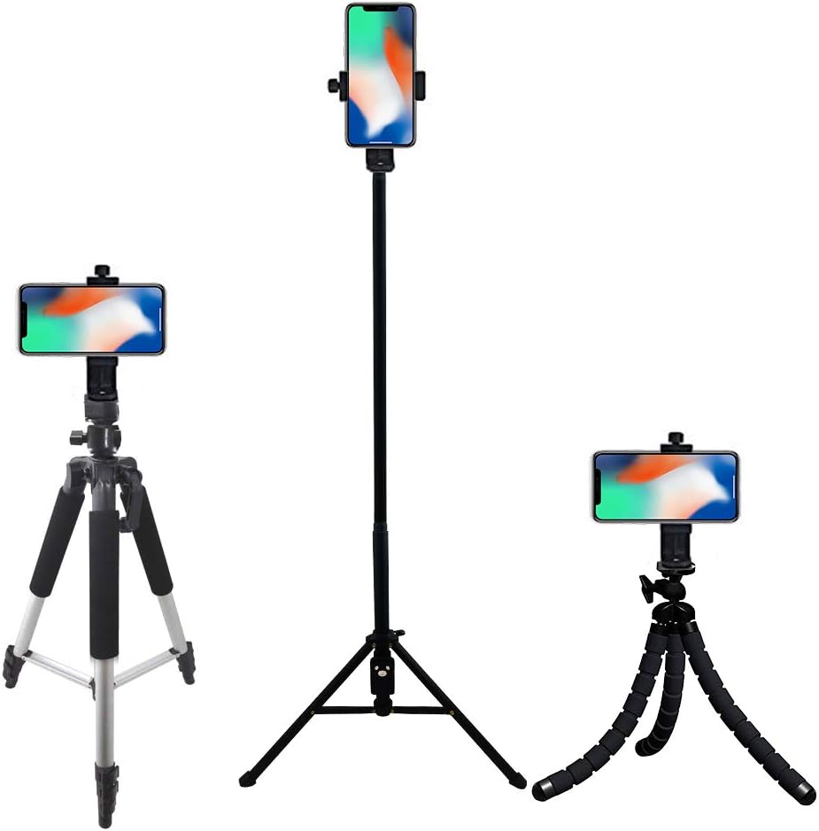 Acuvar Premium Smartphone Holder/Vertical and Horizontal Tripod Mount Adapter Rotatable Bracket with 1/4 inch Screw/Adjustable Clip for iPhone, Android Cell Phone, Selfie Stick, Camera Stand