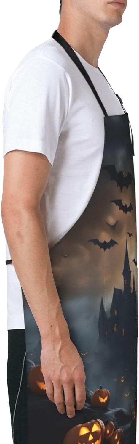 Halloween Flying Bats 3 print Waterproof chef's apron with pocket apro
