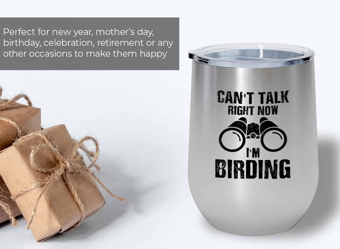 Bird Lover Silver Edition Wine Tumbler 12oz - Can't Talk Right Now - H