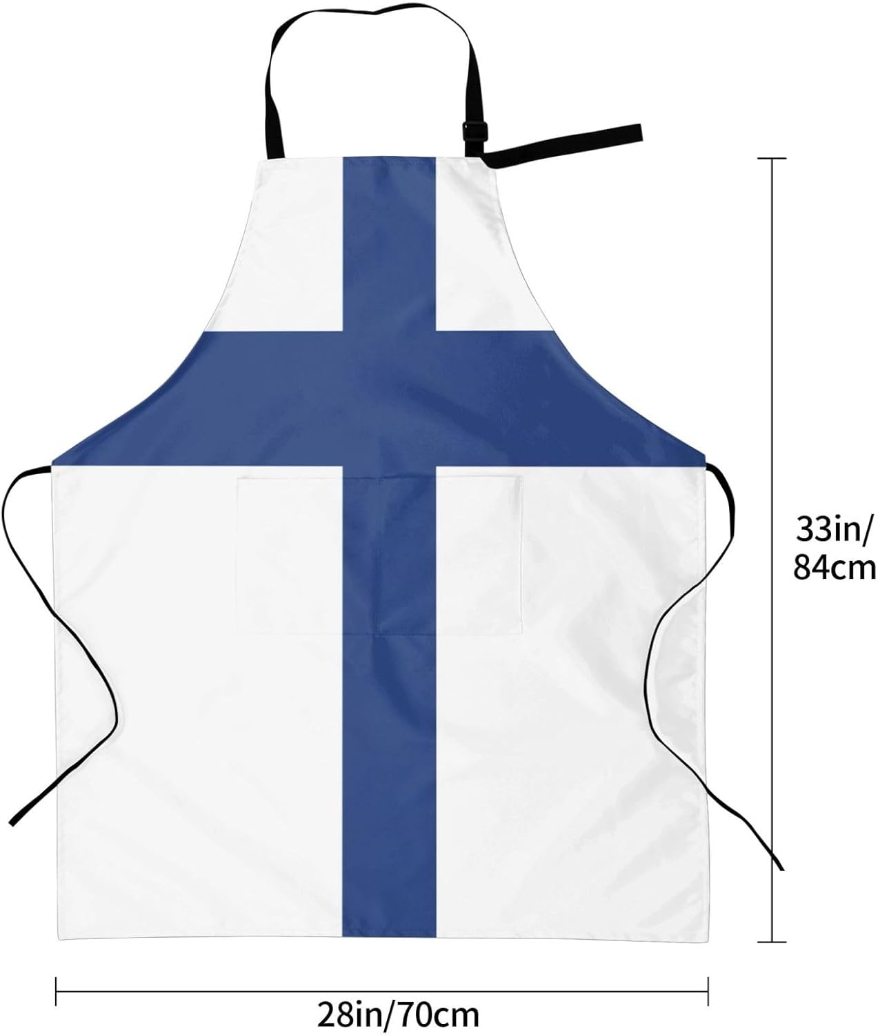 Finnish flag print Waterproof chef's apron with pocket apron for kitchen cooking baking barbecue and gardening