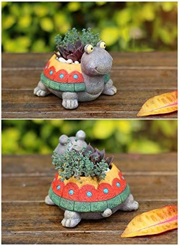 Turtle Planter for Small Plants, Bonsai, Cactus Planter, Mini Succulent Plant Pot Turtle Gift,Set of 2